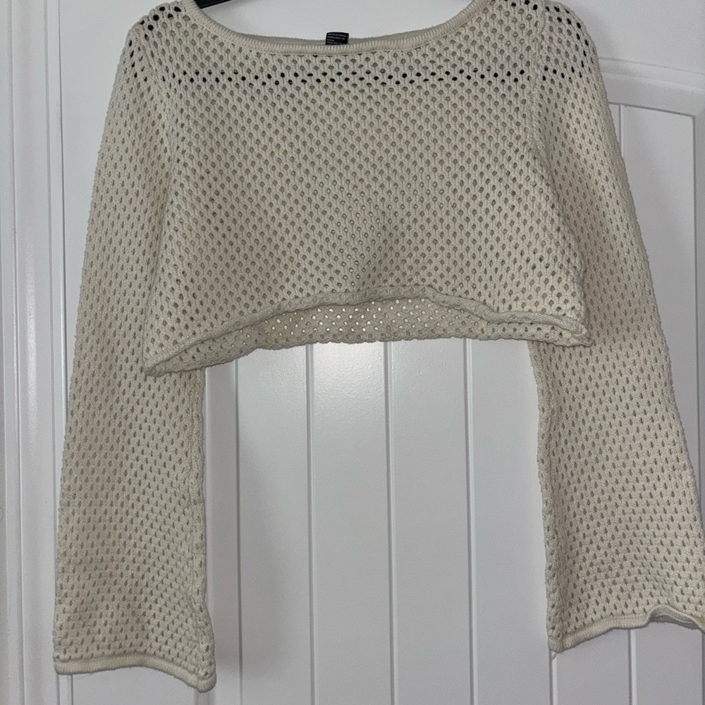 Forever 21 Cream Open Knit Sweater